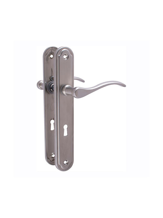 Metal Middle Door Lever With Silver Plate