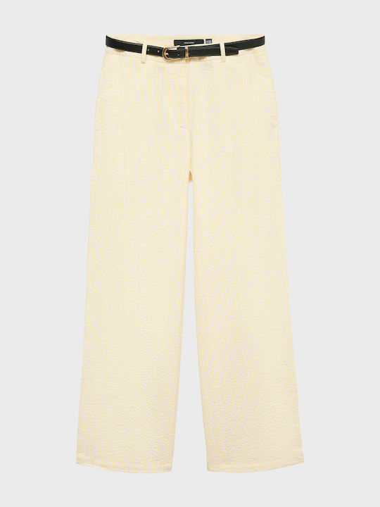Women's High Rise Fabric Trousers in Wide Leg Banana