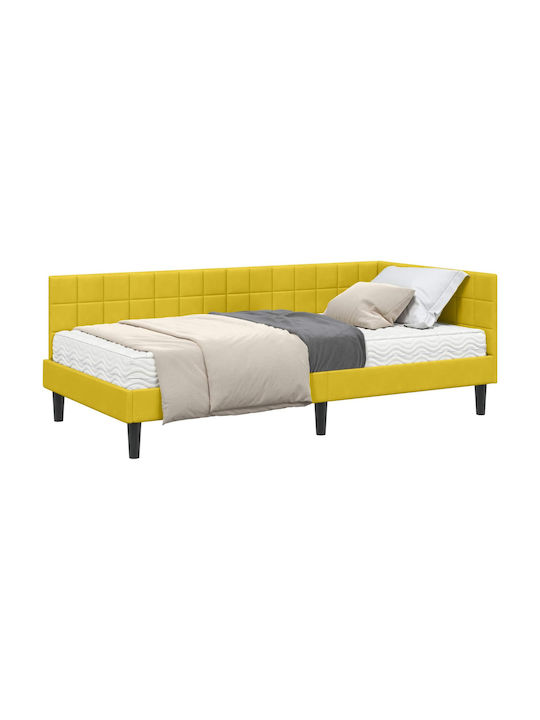 Einzelbett Mit Samt Gelbe Samt Mit Lattenrost & Matratze 94x190cm