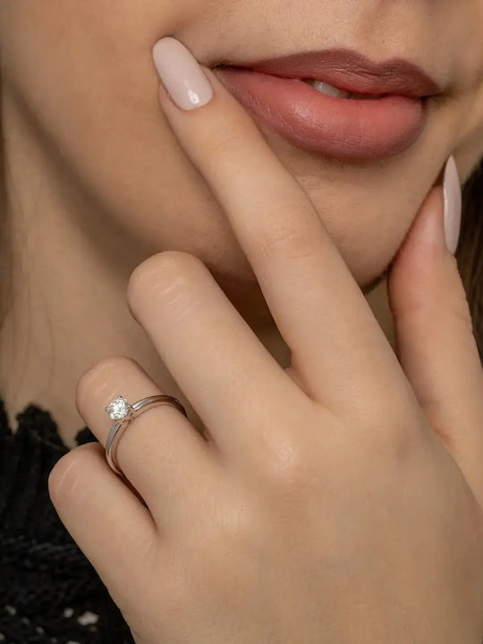 Single Stone Ring From 18K Gold With Diamond