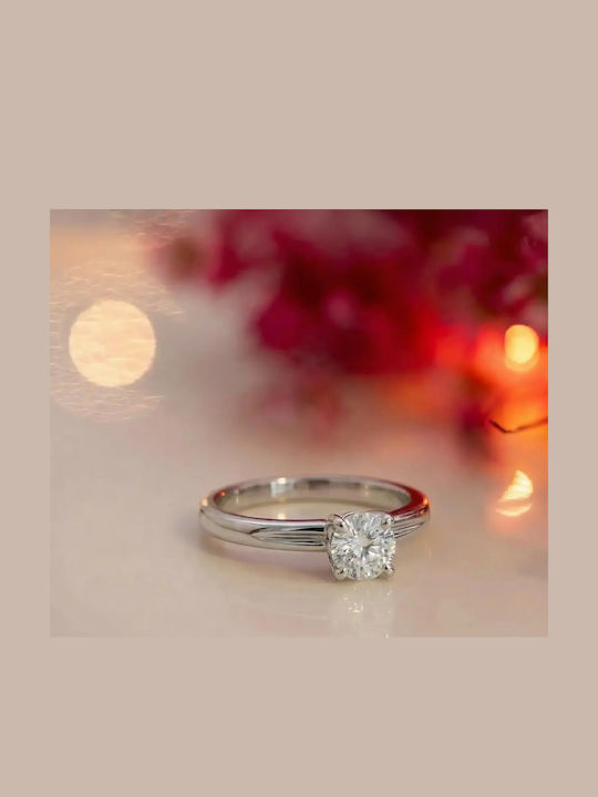 Single Stone Ring From 18K Gold With Diamond