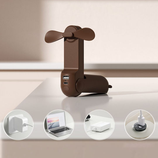 JisuLife Plus Portable Ανεμιστηράκι Χειρός USB Αναδιπλούμενο 2W Καφέ