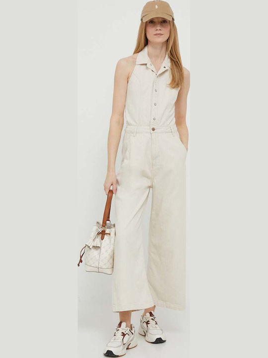Larsa Women's Denim Sleeveless One-piece Suit Beige