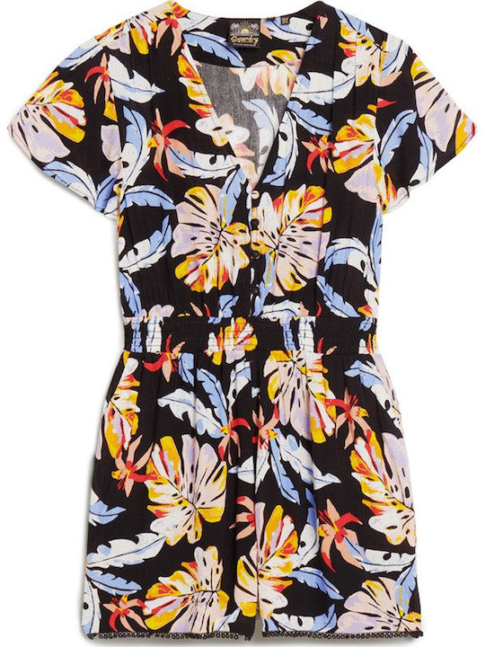 Women's Short Sleeve One-piece Shorts Multicolour