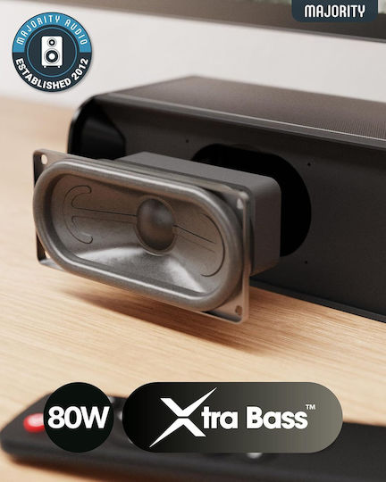 Majority Naga 40 Plus Soundbar 1.1 200W With Wireless Subwoofer And Black Remote Control