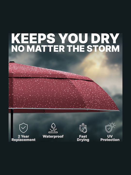 Royal Walk Winddicht Regenschirm Kompakt Rot