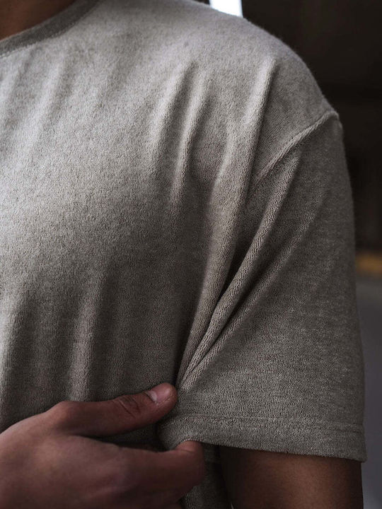 Kurzarm Herrenbluse Beige