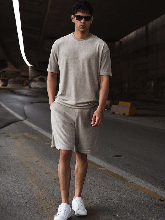 Kurzarm Herrenbluse Beige