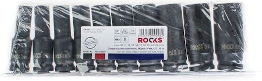 Rooks Sockets Pneumatic Hexagons Long with Frame Host 1/2" Set 10 Pieces