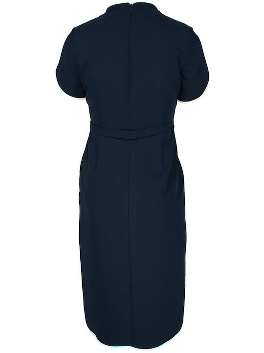 Rochii De Vară Pentru Femei Midi Rochie Mâneca Scurtă Wrap-Around Albastră