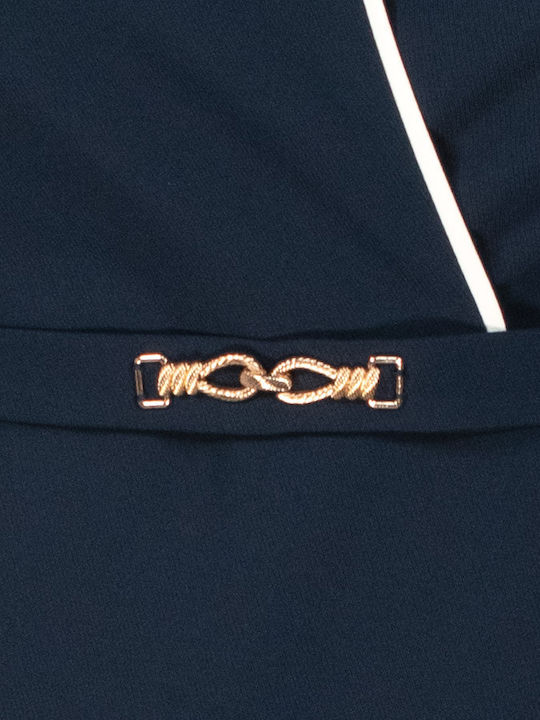 Rochii De Vară Pentru Femei Midi Rochie Mâneca Scurtă Wrap-Around Albastră
