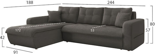 Kanso Γωνιακός Καναπές Κρεβάτι 244x188x80εκ.