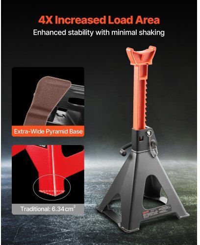 Vevor Jack Bases Capacity 6 Tons 13,000 Pounds Adjustable Height 370-580 Mm Heavy Duty Steel Automatic Jack Bases Double Locking Lifting Small Trucks Cars SUV 1 Pair Black Orange