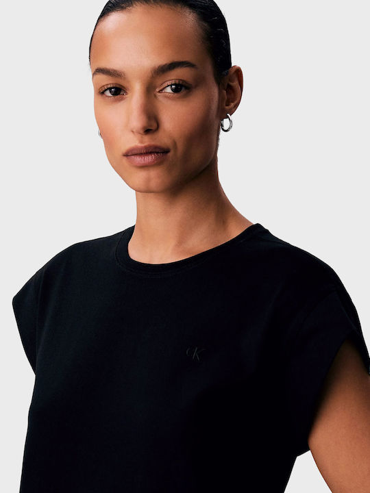 Summer Midi T-Shirt Dress with Tearing Black