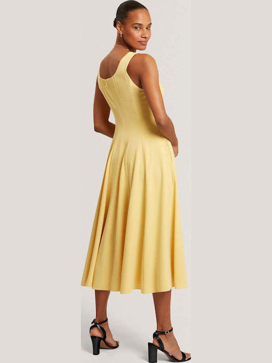 Sommer Midi Damenkleid Hellgelb