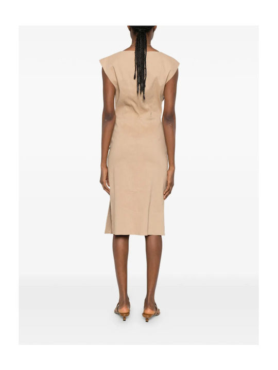 Summer Midi Dress for Wedding - Christening Beige