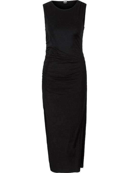 Ladies Καλοκαιρινό Maxi Βραδινό Φόρεμα με Διαφάνεια Black
