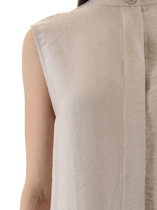 Women's Sleeveless Beige Blouse