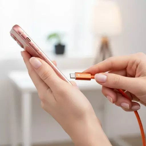 Forcell USB 2.0 Cable USB-C Male - USB-C 60W Orange 1.2m