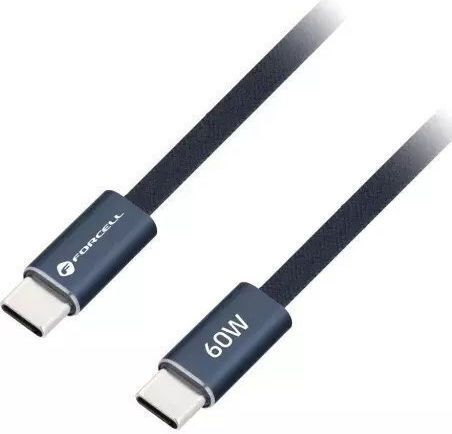 Forcell Flat USB 2.0 Cable USB-C male - USB-C 60W Μπλε 1.2m