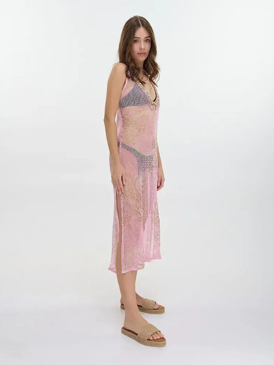 Ble Resort Collection Γυναικείο Μακρύ Καφτάνι Παραλίας Ροζ