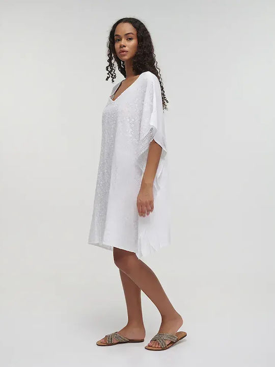 Ble Resort Collection One Size Women's Mini Beach Caftan White