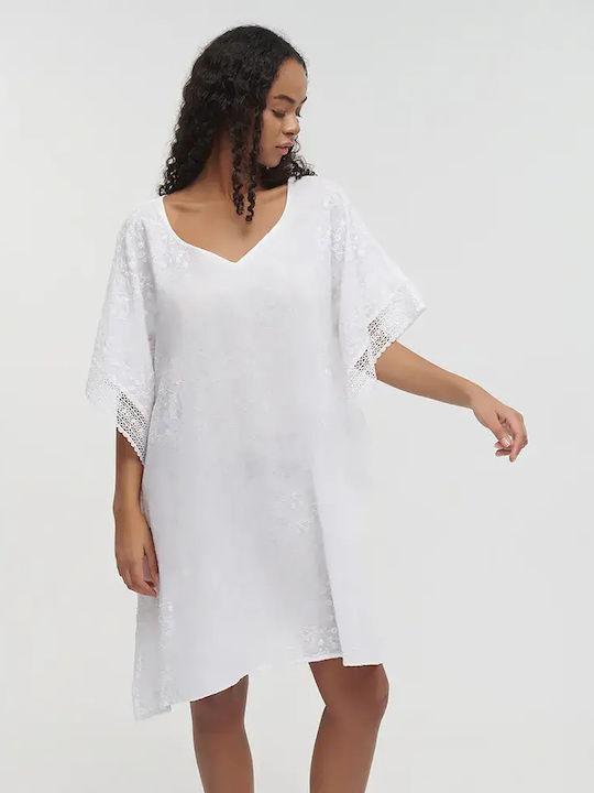 Ble Resort Collection One Size Women's Mini Beach Caftan White