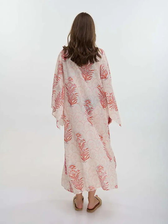 Ble Resort Collection Μανικι Κιμονό Παραλίας Ροζ/μπεζ Ble Resort Collection Μανικι Κιμονό Παραλίας Ροζ/μπεζ