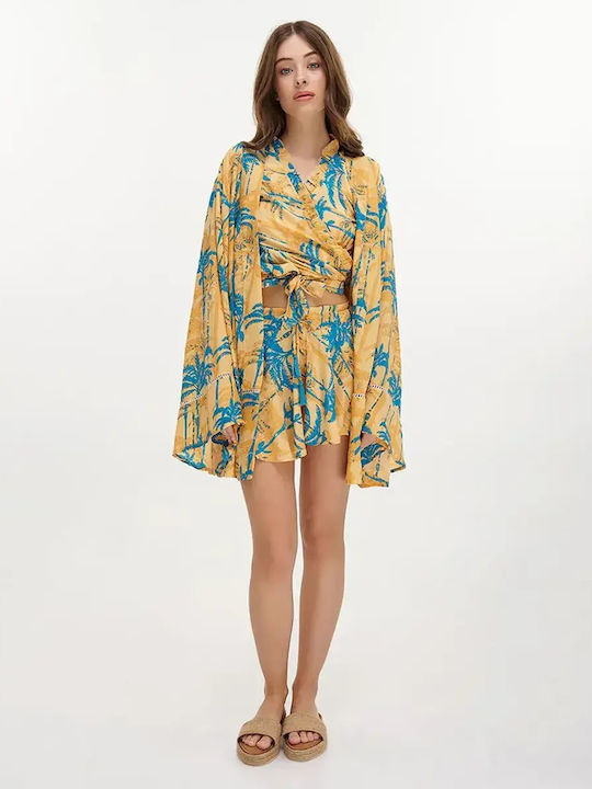 Ble Resort Collection Κιμονό Παραλίας Τιρκουαζ/πορτοκαλι Ble Resort Collection Κιμονό Παραλίας Τιρκουαζ/πορτοκαλι