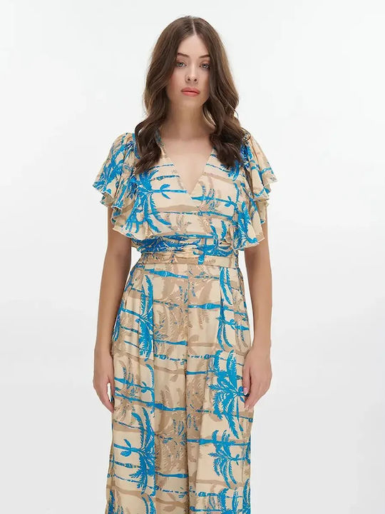 Women’s One-piece Jumpsuit Turquoise/Beige