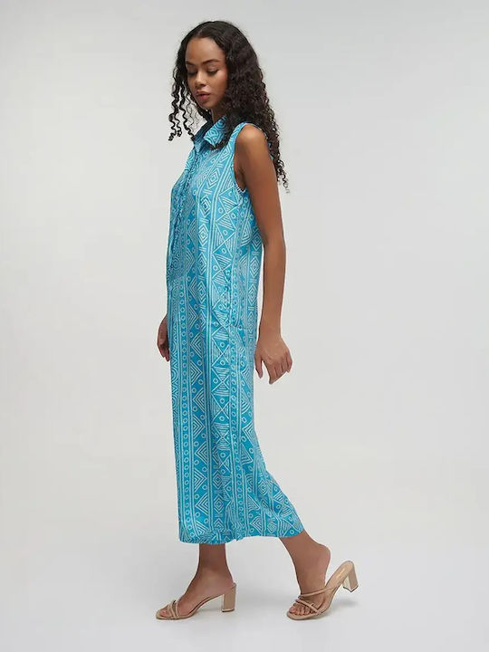 Women Sleeveless One-piece Jumpsuit Turquoise