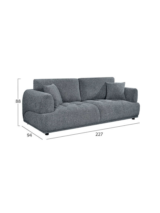 Триместен Диван Сив 227x94x88см