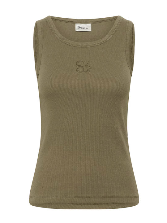 Women's Cotton Sleeveless Khaki Blouse