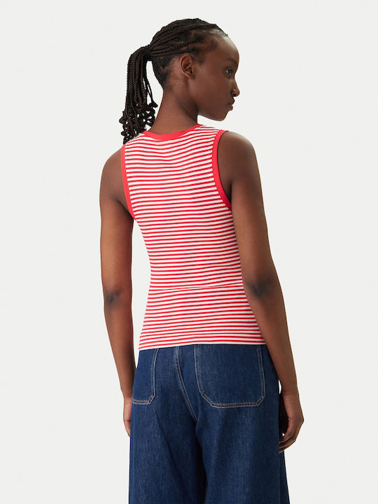 Tommy Hilfiger Tjw Bluză Damă Bumbac Fără Mâneci Cu Dungi Red Alert/Stripe