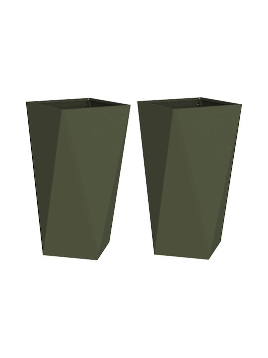 vidaXL Set 2 Ghivece Metalice Măslin Verde 40x75 cm