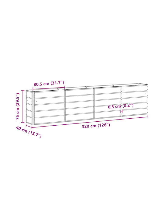vidaXL Ghiveci Metal Ivory 160x40x75cm.