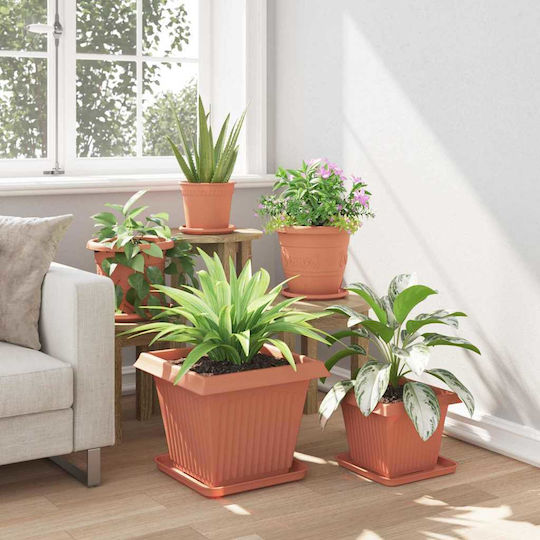 vidaXL Set of 24 Plastic Flower Pots Terracotta Red 38x30cm
