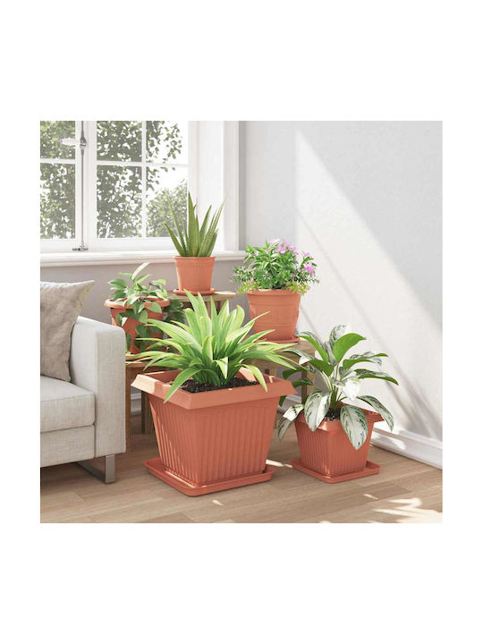 vidaXL Set of 24 Plastic Flower Pots Terracotta Red 43x33.5cm