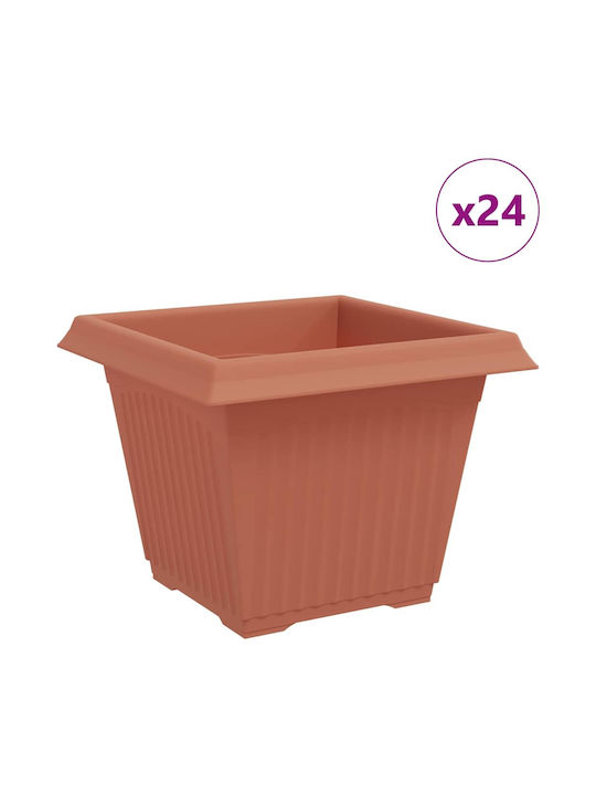 vidaXL Σετ 24 Γλάστρες Πλαστικές Κεραμιδί vidaXL Σετ 24 Γλάστρες Πλαστικές Κεραμιδί
