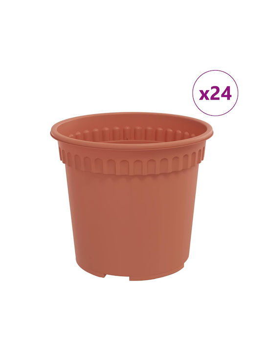 vidaXL Σετ 24 Γλάστρες Πλαστικές Κεραμιδί vidaXL Σετ 24 Γλάστρες Πλαστικές Κεραμιδί