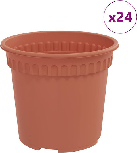 vidaXL Set 24 Pots Plastic Light Terracotta vidaXL Set 24 Pots Plastic Light Terracotta