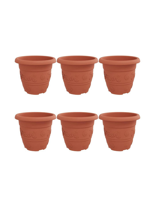 vidaXL Set 6 Ghivece Plastice Light Terracotta