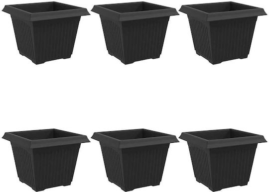 vidaXL Set 6 Kunststoff Pflanzgefäße Schwarz 28,5x22cm