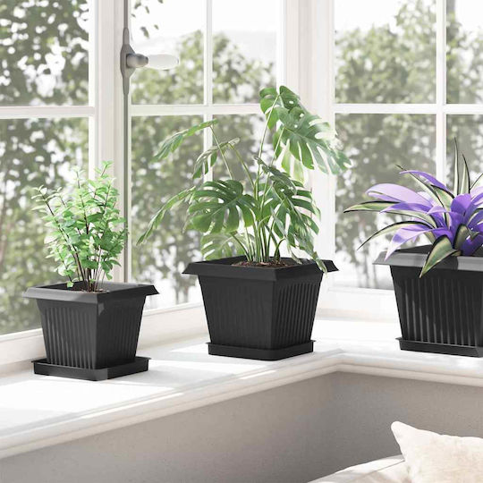 vidaXL Set 6 Ghivece De Flori Din Plastic Negre 20x16cm