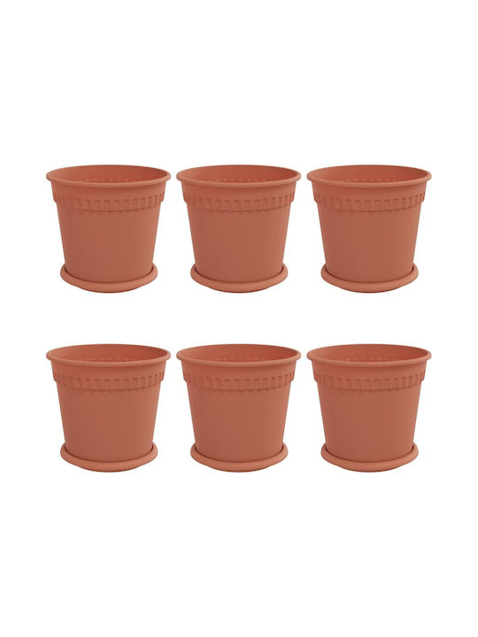 vidaXL Set 6 Ghivece De Flori Din Plastic Cărămiziu 19x16cm