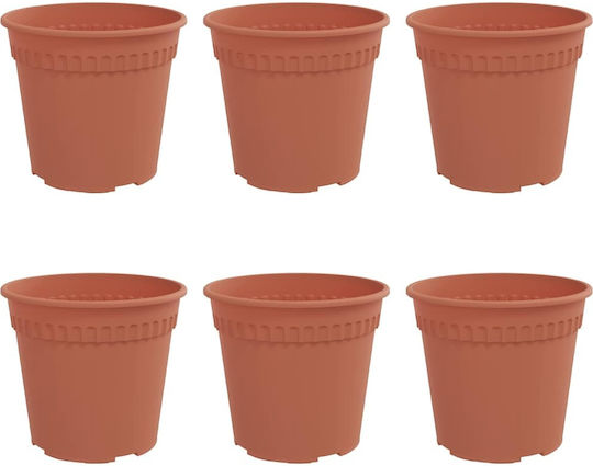 vidaXL Комплект 6 Саксии Пластмасови Light Terracotta vidaXL Комплект 6 Саксии Пластмасови Light Terracotta