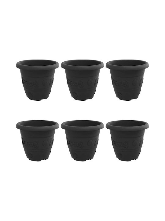 vidaXL Set 6 Ghivece Plastice Negru