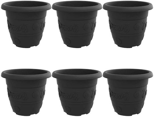 vidaXL Set 6 Kunststoff Pflanzgefäße Schwarz 30x30x25cm
