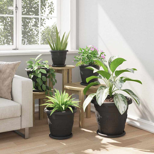 vidaXL Set 6 Kunststoff Pflanzgefäße Schwarz 30x30x25cm