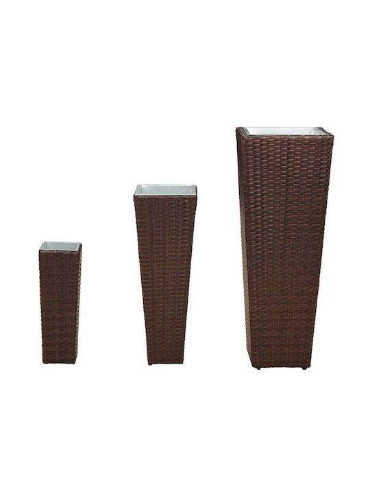 vidaXL Set of 3 Metallic Brown Flower Pots